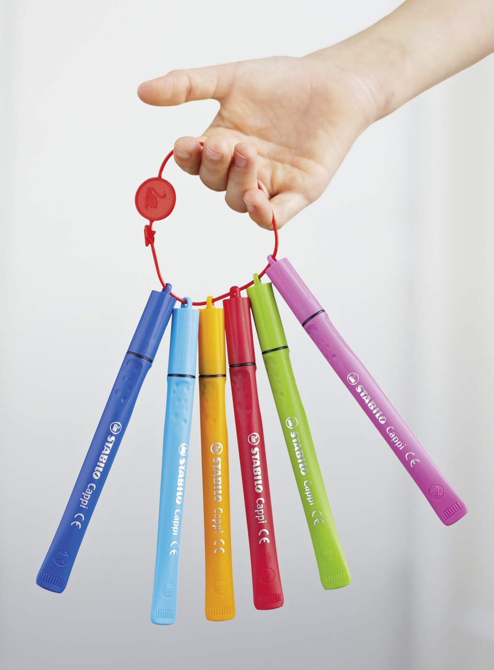 Fiber-Tip Pen with Cap-Ring - STABILO Cappi - Pack of 12 - Assorted Colors + 1 Cap-Ring - Image 5
