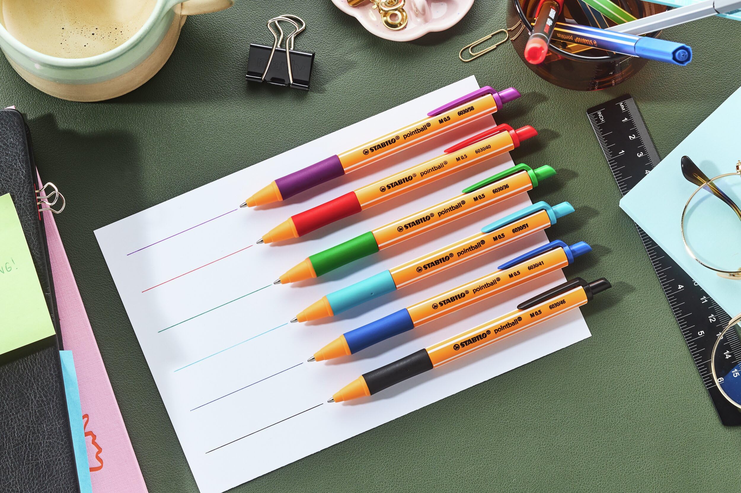 STABILO - pointball - Ballpoint Pen - Pack of 6 - Red, Blue, Black, Green, Turquoise, Lilac - Image 4