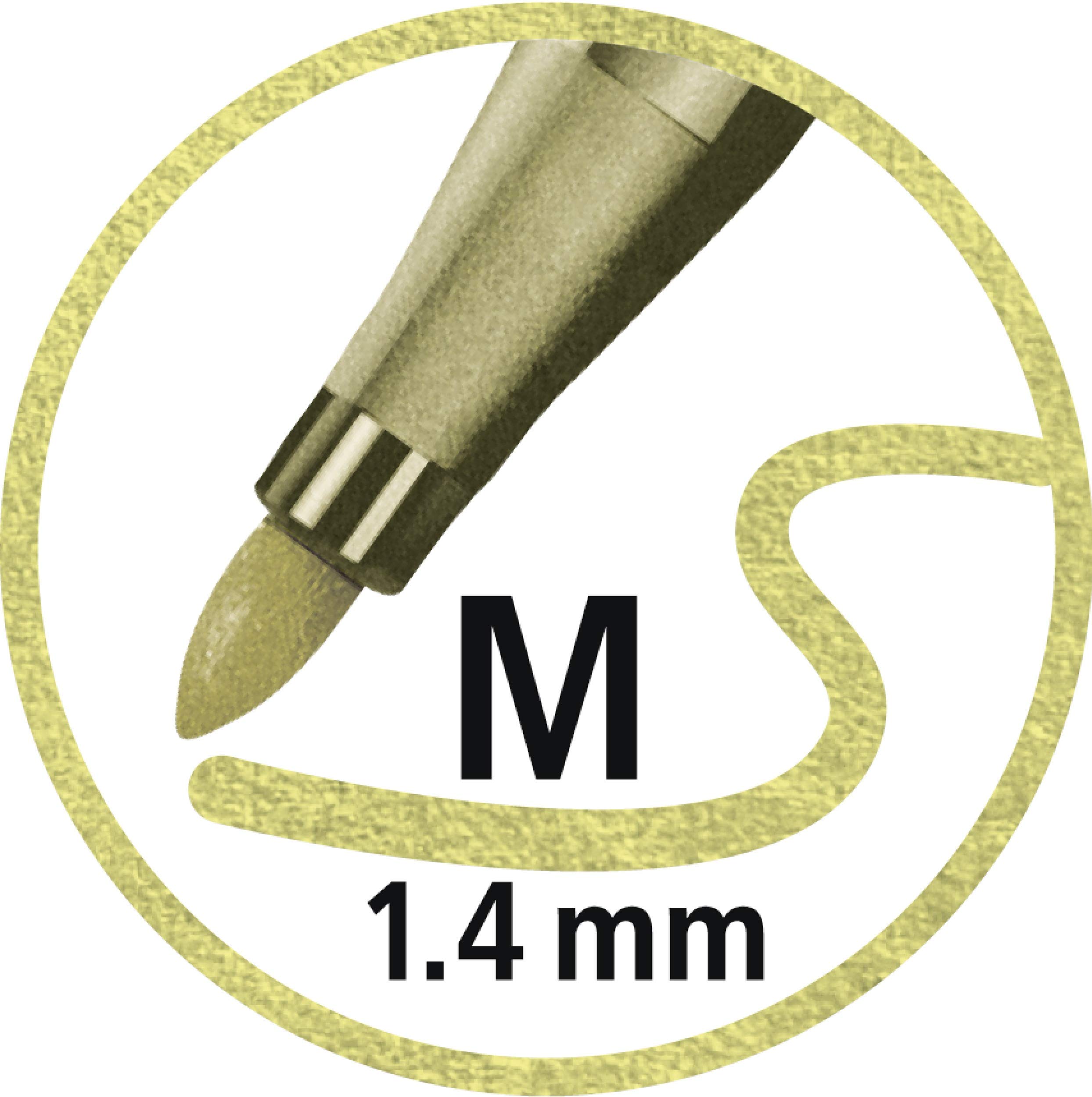 STABILO Premium Metallic Fiber-Tip Pen Pen 68 metallic - Pack of 2 - Gold, Silver - Image 9