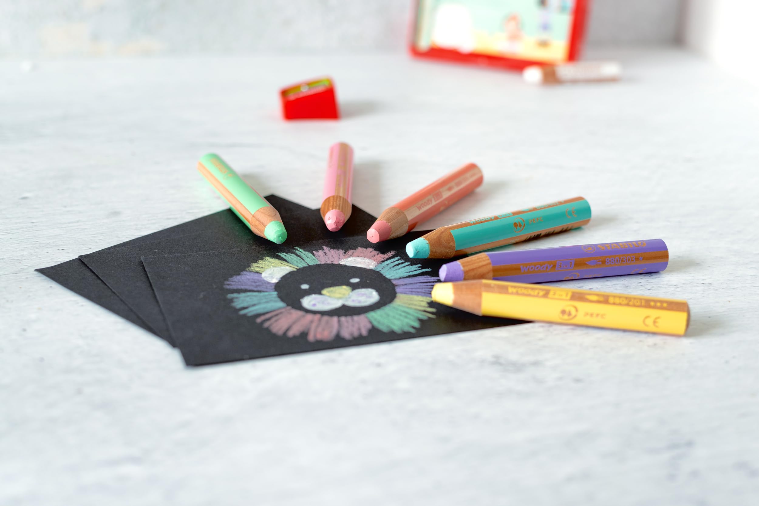 STABILO - woody 3-in-1 - Multi-Talented Pencil - Pack of 6 - Assorted Pastel colors with Sharpener - Image 6